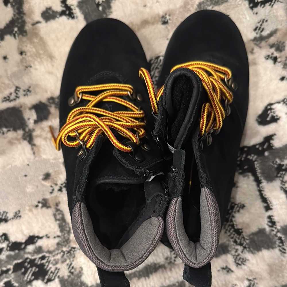 Black Boots with Yellow Laces